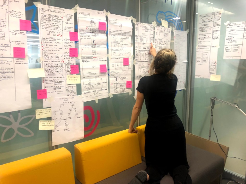 Presenting UX sketches created during a design sprint