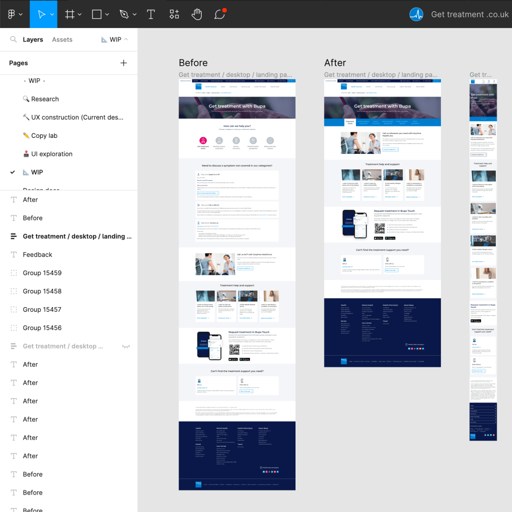 Figma wireframes using the Bupa Anatomy design system